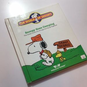 Snoopy Goes Camping vintage hardcover book Worlds of Wonder 1986